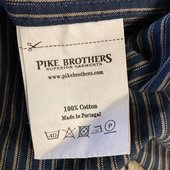 Pike Brothers 1923 Buccanoy Shirt Blue Striped Railroad Band Collar Shirt, Sz M - Picture 7 of 12